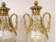 Pair of large cut crystal casseroles gilded bronze swans garlands nineteenth