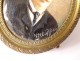 Oval painted miniature portrait man notable tie signed nineteenth frame