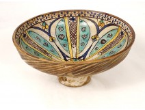 Polychrome ceramic Mokhfia cut dish Tortoise Tronja Morocco Fez XIXth