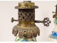 Pair of oil lamps glazed earthenware Old Bordeaux bronze XIXth