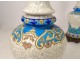 Pair of oil lamps glazed earthenware Old Bordeaux bronze XIXth