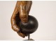 Wood sculpture hand man ball sphere signed Stephant twentieth century