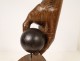 Wood sculpture hand man ball sphere signed Stephant twentieth century