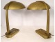 Pair of vintage art deco germany twentieth bronze metal desk lamps