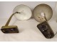 Pair of vintage art deco germany twentieth bronze metal desk lamps