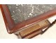 Small serving table caned mahogany gray marble Sainte-Anne nineteenth century