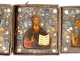 Russian orthodox triptych travel icon Christ Virgin Jean Deisis nineteenth enamels