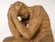 Terracotta sculpture naked man athlete at rest O. Merval Art Deco twentieth