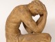 Terracotta sculpture naked man athlete at rest O. Merval Art Deco twentieth