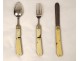 Joseph Mappin Brothers XIXth English silver metal 3PC travel cutlery