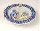 Dish compote earthenware Quimper Porquier-Beau Hanvec calvaire coat of arms XIXth