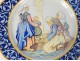 Dish compote earthenware Quimper Porquier-Beau Hanvec calvaire coat of arms XIXth