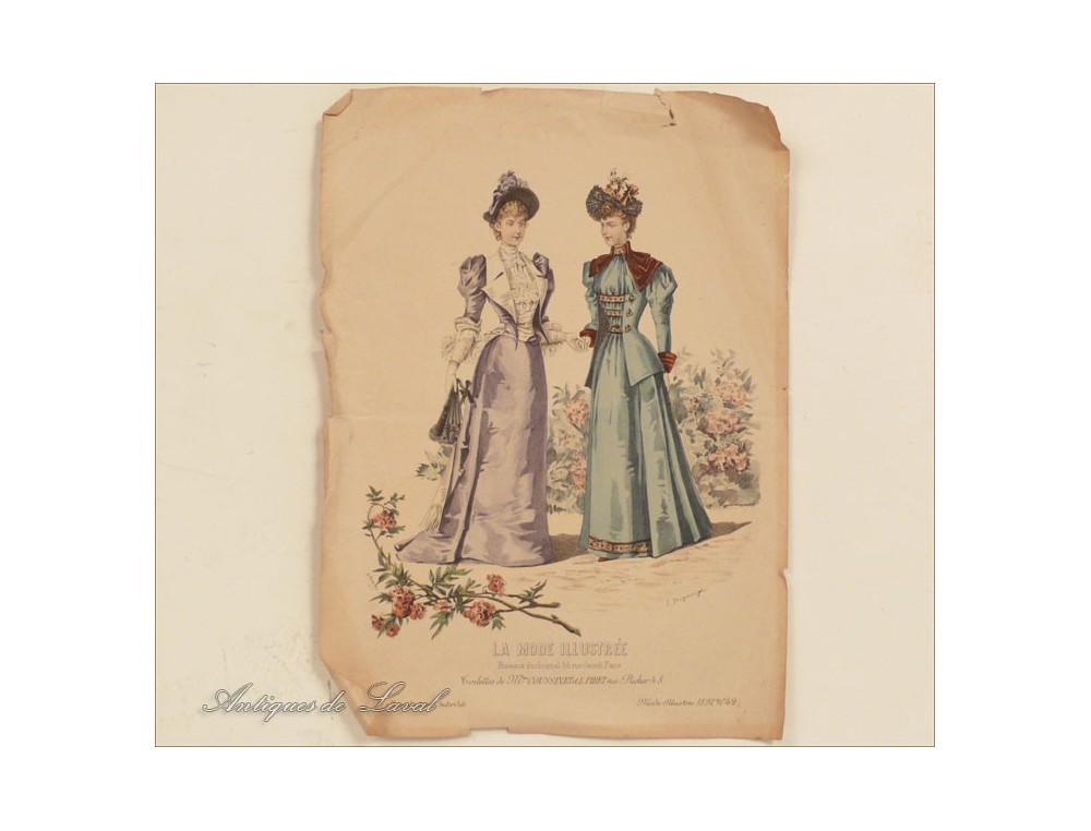 GRAVURE DE MODE La Mode illustrée 1869 n°41 (Maison Bréant-Castel) EUR