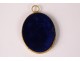 Miniature painted oval portrait woman brass frame 19th century case