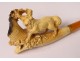 Cigarette holder amber sea foam carved fox nineteenth century