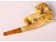 Cigarette holder amber sea foam carved fox nineteenth century