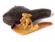 Cigarette holder amber sea foam carved fox nineteenth century