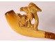 Cigarette holder amber sea foam carved fox nineteenth century