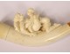 Sea foam amber cigar holder carved erotic scene couple 19th century case