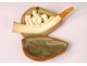 Sea foam amber cigar holder carved erotic scene couple 19th century case