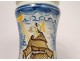 Albarello earthenware pharmacy pot Italy Saint Francis Assisi XVIIIth