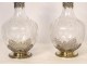 Pair of decanters silver vermeillé Minerva crystal engraved Napoleon III nineteenth