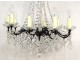 Chandelier 10 lights bronze black patina crystal pendants nineteenth century garlands