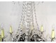 Chandelier 10 lights bronze black patina crystal pendants nineteenth century garlands