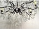 Chandelier 10 lights bronze black patina crystal pendants nineteenth century garlands