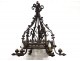 Chandelier crown of lights 7 lights wrought iron lilies nineteenth century