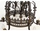 Chandelier crown of lights 7 lights wrought iron lilies nineteenth century