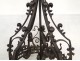 Chandelier crown of lights 7 lights wrought iron lilies nineteenth century