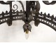 Chandelier crown of lights 7 lights wrought iron lilies nineteenth century