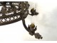 Chandelier crown of lights 7 lights wrought iron lilies nineteenth century