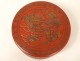 Round box cinnabar Chinese lacquer character landscape pagoda signed nineteenth