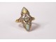 Marquise ring solid gold 18 carats opal diamond jewel 6.24gr nineteenth century