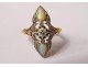 Marquise ring solid gold 18 carats opal diamond jewel 6.24gr nineteenth century