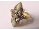Marquise ring solid gold 18 carats opal diamond jewel 6.24gr nineteenth century