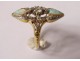 Marquise ring solid gold 18 carats opal diamond jewel 6.24gr nineteenth century