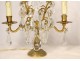 Pair of girandoles 2 lights gilded bronze cut crystal tassels flowers nineteenth