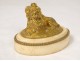 Small gilded bronze sculpture poodle dog white marble Louis XVI XVIIIth