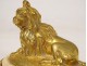 Small gilded bronze sculpture poodle dog white marble Louis XVI XVIIIth