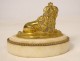 Small gilded bronze sculpture poodle dog white marble Louis XVI XVIIIth