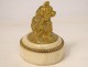 Small gilded bronze sculpture poodle dog white marble Louis XVI XVIIIth