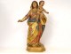 Statue sculpture Virgin and Child Jesus polychrome gilded wood Italy XIXth
