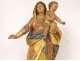 Statue sculpture Virgin and Child Jesus polychrome gilded wood Italy XIXth