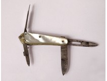 Small pocket knife miniature mother of pearl scissors XIXth century