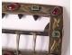 Sterling silver hat buckle colored cabochons garnets early 20th century