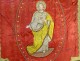 Processional banner Christ Virgin Mary embroidery thread gold silver XIXth