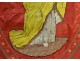 Processional banner Christ Virgin Mary embroidery thread gold silver XIXth